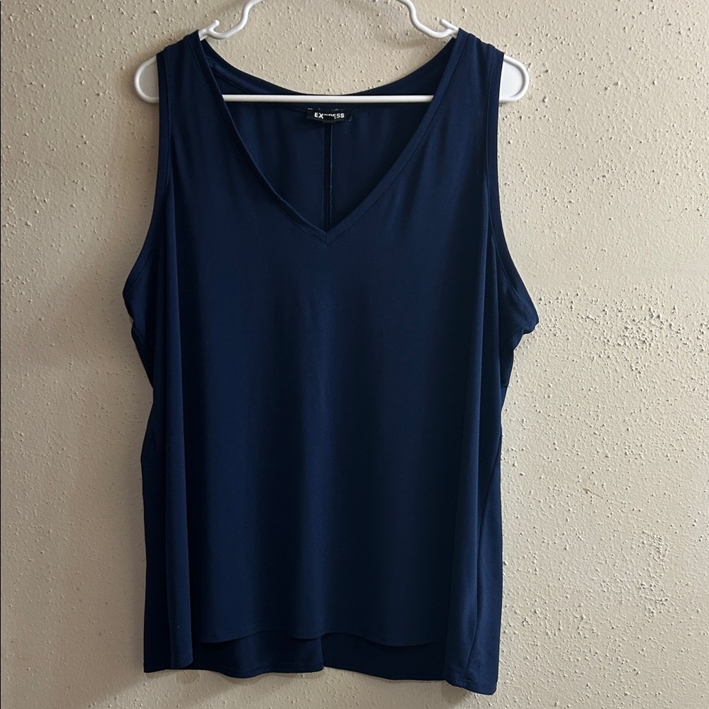 Express Deep Blue V-Neck Tank Top